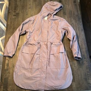 Women’s A New Day Raincoat with Hood. Lilac, Size medium. Brand new.